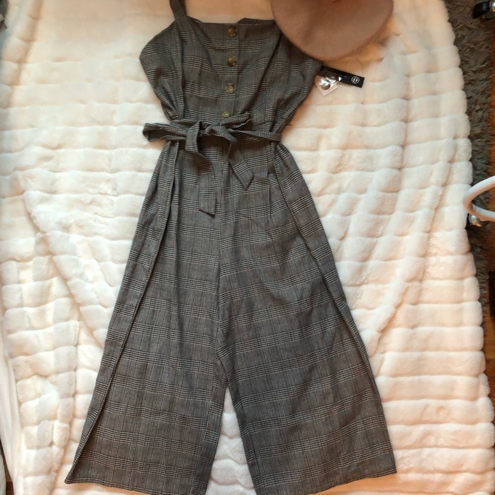 As U Wish Plaid Sleeveless Jumpsuit